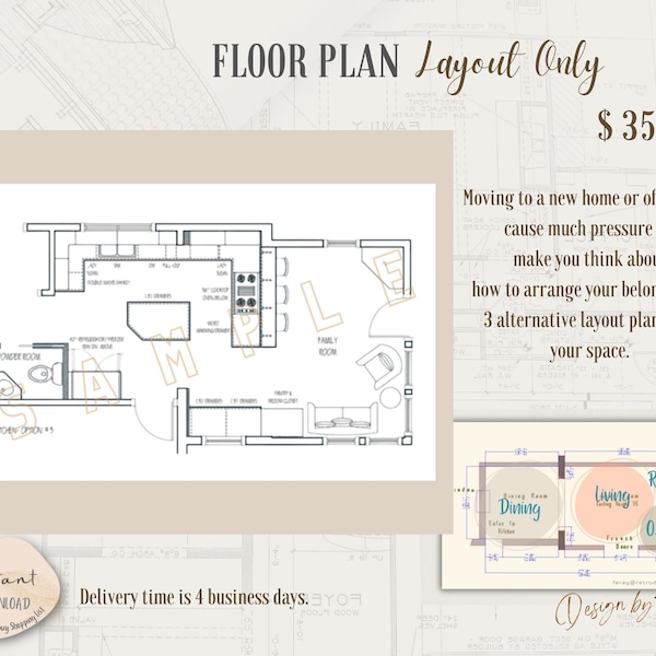 Floor Plan Layout Only, Digital Interior Design and Digital Drawings Service, Home Planner