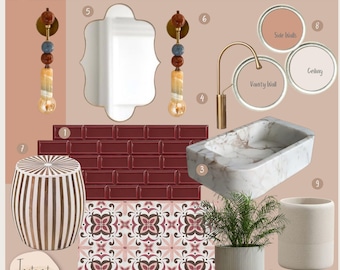 Powder Room Mood Board Design: Online Interior Decor (PDF Download