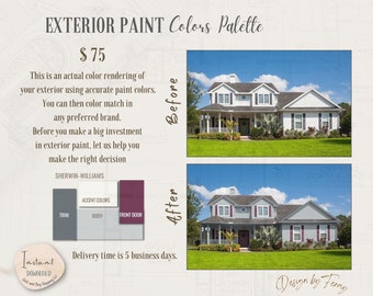 Custom Exterior Paint Color Rendering: Home Design (Digital Download)