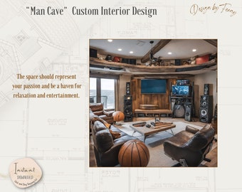 Man Cave Virtual Interior Design: Custom Decor & Organization (Digital Download)