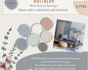 Sherwin-Williams Dust Blue Color Palette | Coastal Modern Interior (Instant Download)