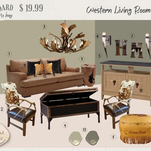 Western Style Wohnzimmer Design, Western Möbel, Dekoration, Virtueller Möbeleinkauf, Online Interior Design, Room Styling,