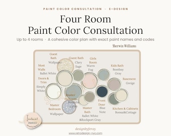 Four Room Interior Paint Color Consultation, Custom Paint Color Palette & Color Scheme by Interior Designer