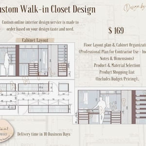 Custom Cabinet Layout Design | Virtual E-Design Service  | Bedroom Design |Stunning and Functional Walk In Closet Design