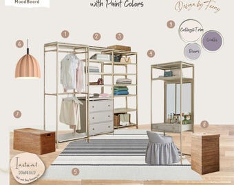 Walk-In Closet E-Design Mood Board with Shopping List (Digital Download)