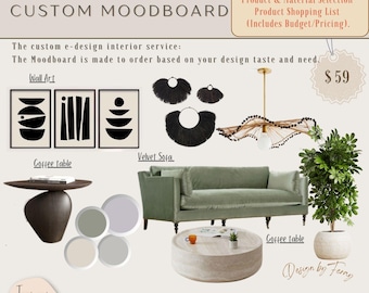 Custom E-Design Mood Board with Click-to-Buy Shopping List (PDF Download))