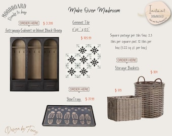 Mudroom Redesign Mood Board: E-Design with Shopping List (PDF)