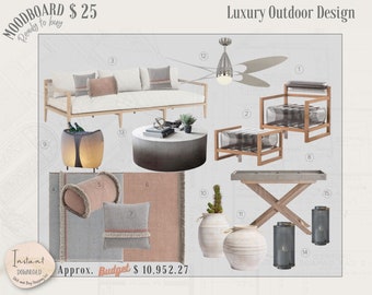 Luxury Outdoor Furniture E-Design Mood Board (PDF Download)