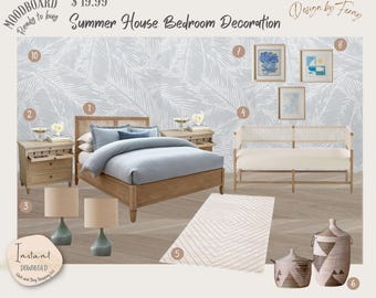E-Design Mood Board | Summer House Bedroom Decor (PDF)