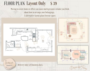 Custom Furniture Layout Plan: Digital E-Design Service (One Room)