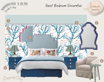 Guest Bedroom E-Design Mood Board: Coastal Decor (PDF)
