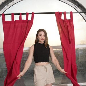 Maroon Cotton Curtains: Semi Sheer Extra Long Window Panels