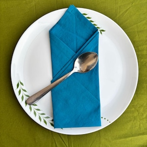 Dark Teal Cotton Napkin Set: Soft Dinner Table Linens