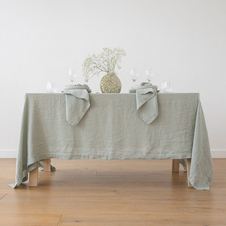 Sage Green Linen Tablecloth Custom Table Cloth Tablecloths Etsy