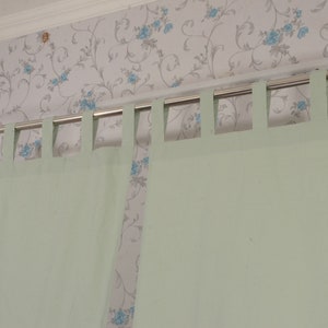 Sage Green Linen Curtain: Boho Window Panel Set