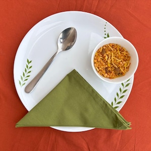 Natural Cotton napkins, Washed Pure Cotton napkins in various colors, Dining table napkins, Green Cotton napkins