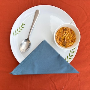 Teal Blue Cotton Napkins: Handmade Washable Dinner Napkins