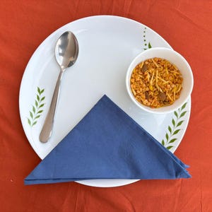 Denim Blue Cotton Napkins Set: Handmade Reusable Cloth Dinner Napkins