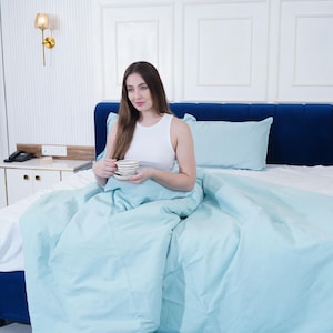 Blue Linen Duvet Cover, Queen Duvet Cover,  King Duvet Cover, Linen Bedding, Linen Bedding Set, Baby Blue Linen Duvet Set