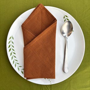Handmade Stonewashed Cotton Napkin in Warm Cinnamon – Soft, Durable, Ideal for Weddings, Dinner Parties, and Home Decor