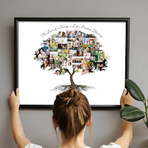 Personalized Family Tree Photo Collage Digital Canvas Poster Print Custom Gift for Grandmother Framed Birthday Father's Day Giift Printed