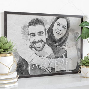 Custom Pencil Portrait From Photo Digital Print Personalized Mothers Day Gift Couple Drawing Sketch Wedding Photo Portrait Housewarming