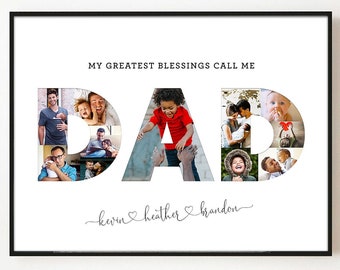 Cadeau-ideeën vader fotocollage Gepersonaliseerde vader cadeau van zoon Dochter kinderen Aangepaste vaderdag cadeau-ideeën Verjaardagscadeau canvas ingelijst