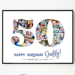 Custom 50th Birthday Photo Collage Template Personalized 50 Birthday Gift for Daddy Gift for Dad Husband Photo Gifts for Dad Picture Collage
