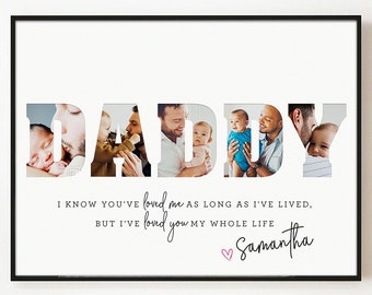 Daddy Photo Collage Custom Gift Ideas for Dad Fathers Day Gift Personalized Daddy Birthday Present Dad Print Digital Printed Canvas Sign