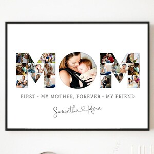 Mom Photo Collage Custom Gift Ideas for Mothe's Day Gift Personalized Mother Birthday Mama Present Mom Print Digital Printed Canvas Sign