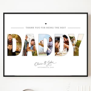 Daddy Photo Collage Benutzerdefinierte Geschenkideen für Papa Vatertagsgeschenk Personalisiertes Daddy Geburtstagsgeschenk Dad Print Digital gedrucktes Leinwandschild