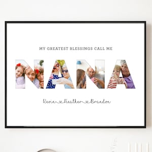 Custom Photo Collage Nana Christmas Gift Personalized Pictures Canvas Sign Framed Gift Birthday Present Grandparent Gifts from Grand Kids