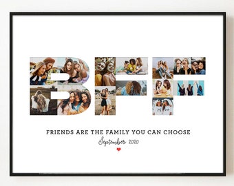 Freundschaft Fotocollage Beste Freundin Geschenk BFF Benutzerdefinierte Bild Leinwand Benutzerdefinierte Zeichen personalisierte Geburtstag Geschenkidee Digital oder gedruckt