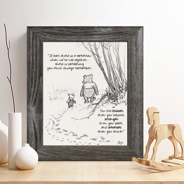 Classic Winnie the Pooh Quote Framed Nursery Decor Wall Art Canvas Print for Baby Room Kids Play Room Poster Sign