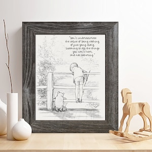 Winnie the Pooh Zitat Gerahmt Kinderzimmer Dekor Wand Kunst Leinwand Druck für Babyzimmer Kinder Spielzimmer Poster Zeichen
