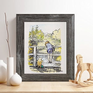 Classic Winnie the Pooh Nursery Decoration Baby Shower Birthday Party Decor Framed Print Wall Art Nursery Boy