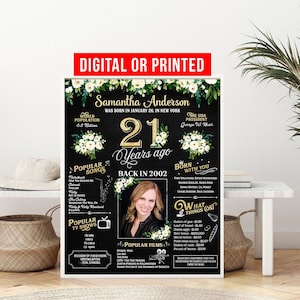 21. Geburtstag Poster, 21. Geburtstag Tafel, 21. Geburtstag Tafel, Back in 2002 Zeichen, 21. Geburtstag Banner, 21. Geburtstag Dekorationen