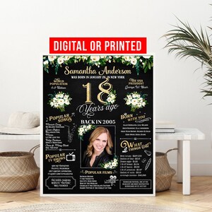18. Geburtstag Poster, 18. Geburtstag Tafel, 18. Geburtstag Tafel, Back in 2005 Zeichen, 18. Geburtstag Banner, 18. Geburtstag Dekorationen