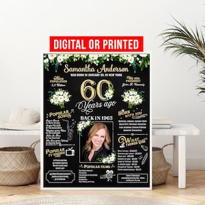 60th Birthday Poster, 60th Birthday Chalkboard, 60th Birthday Board, Back in 1965 Sign, 60th Birthday Banner, 60th Birthday Decorations