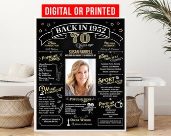 PERSONALISIERTES Poster zum 70 Geburtstag, Zurück im Jahr 1956, Geschenk zum 70 Geburtstag für Frau oder Männer, Dekoration zum 70 Geburtstag, Last Minute Geschenkidee