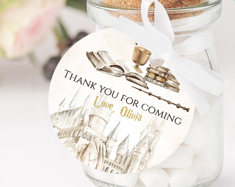 Wizard Baby Shower Favor Tag Printable Magical Wizardry School Decoration Thank You Tags Gift Tags Birthday Party Decor