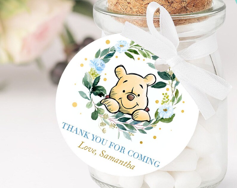 Baby Shower Favor Tag Printable Winnie the Pooh Decoration Thank You Tags Gift Tags Winnie the Pooh Birthday Party Decor