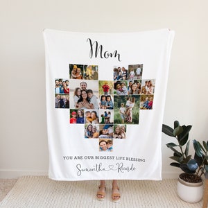 Christmas Gift Mother Birthday Blanket Photo Collage Personalized Blanket For Mom Custom Blanket With Pictures Memory Keepsake Grandma