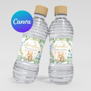 Etiketten voor babyshowers Aangepaste sjabloon Bewerkbare klassieke Winnie de Pooh Hunny-decoratie Afdrukbaar digitaal
