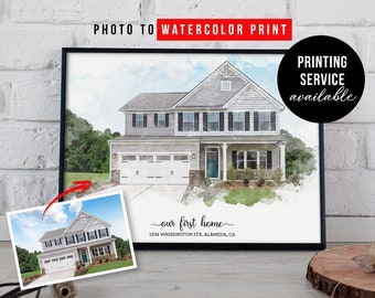 Haus Portrait, Haus Gemälde, Housewarming Geschenk, Makler Geschenk, Haus Gemälde, Haus Portrait, Benutzerdefinierte Malerei, Aquarell Haus Malerei