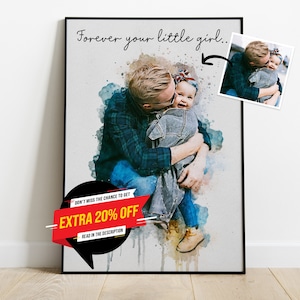 Fathers Day Gift Custom Dad and Son Portrait Personalized Gift for Dad Watercolor Portrait from Photo Custom Family Portrait Digital Printed