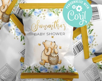 Baby Shower Chip Bags Classic Winnie the Pooh Decoration Editable Template Printable Digital