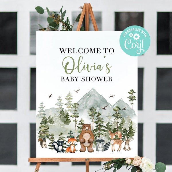 Woodland Baby Shower Sign Etsy