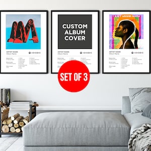 Benutzerdefiniertes Album Cover 3er Set Poster Leinwand Druck Musik App Wandkunst Personalisiertes Geburtstagsgeschenk für Freund Album Art Lieblingsalbum Print