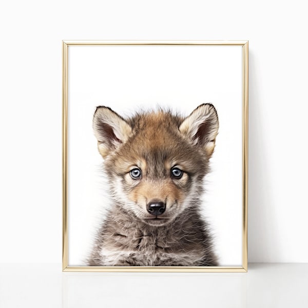 Baby Wolf Nursery Decor Woodland Nursery Art Framed Print for Baby Room Forest Animals Theme Baby Animals Wall Art Poster Canvas Prints